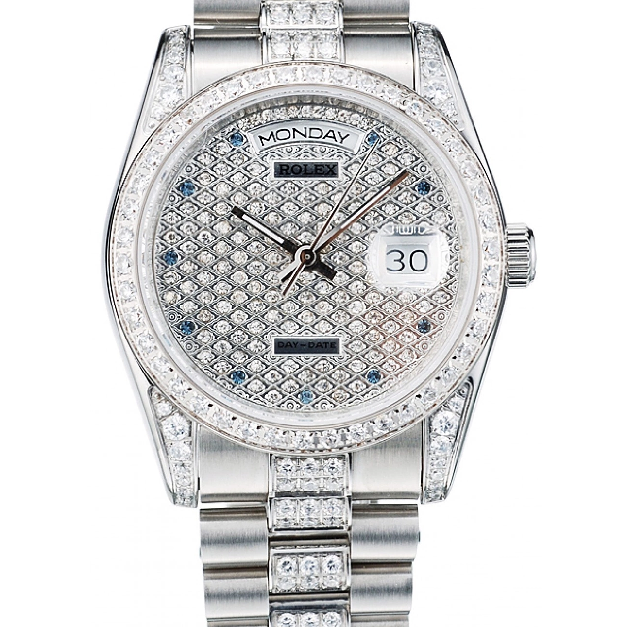 Dial Rolex Bracelet Diamond DayDate Steel Stainless 41986 Plated Diamond Plated 0712